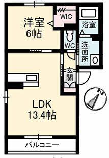 グランベレオ沖野上(1LDK/2階)の間取り写真