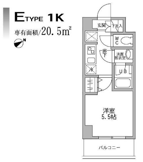 パークフラッツ横濱平沼橋(1K/2階)の間取り写真