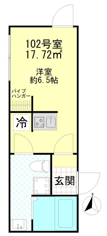 ポタッシュ川崎大師(ワンルーム/1階)の間取り写真