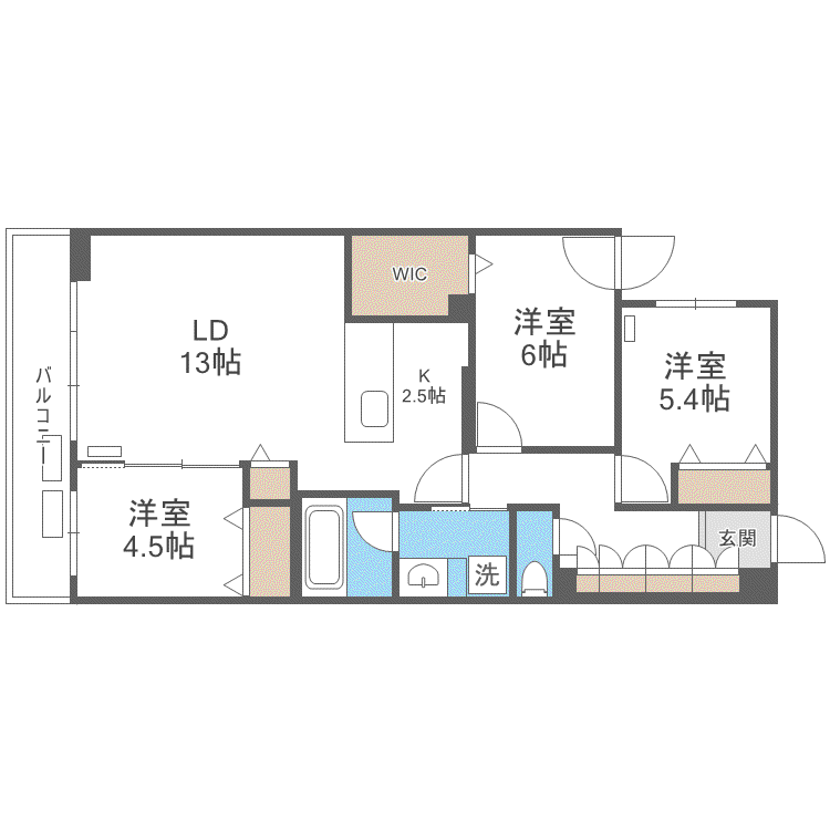 SーRESIDENCE南円山BLAZE(3LDK/2階)の間取り写真