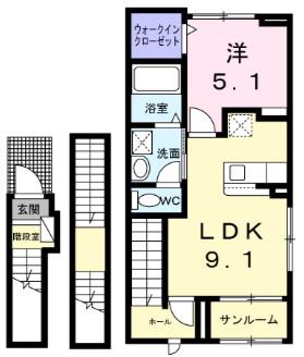 ヴィラフォーレ(1LDK/3階)の間取り写真