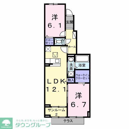 ベル・コリーヌB(2LDK/1階)の間取り写真