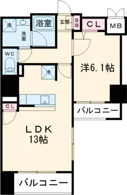 プレサンスKOBEグレンツ(1LDK/3階)の間取り写真