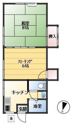 ハイツ川奈(2K/1階)の間取り写真