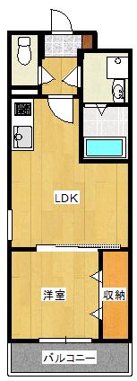 ヴォロンテ牧(1LDK/2階)の間取り写真