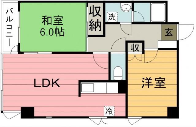アベニュー本川越(2LDK/4階)の間取り写真