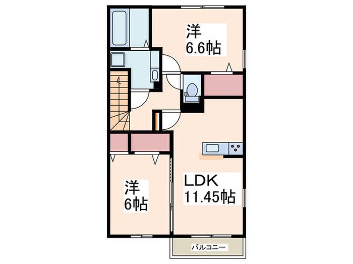 ピースフルOHSHITA(2LDK/2階)の間取り写真