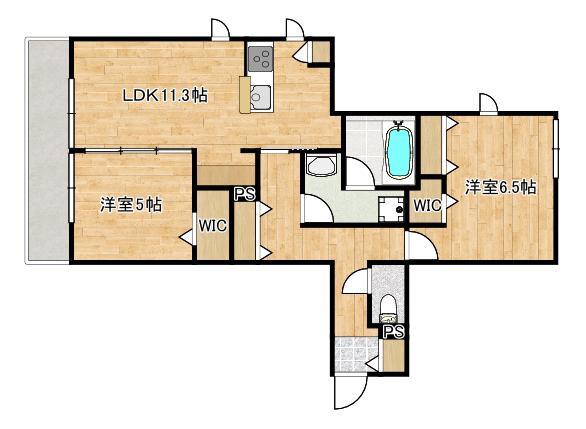 市ノ坪ヘーベルメゾン(2LDK/1階)の間取り写真