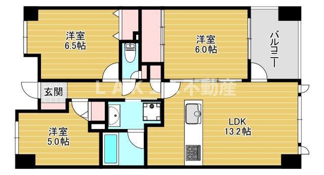 西区新町アーバンコンフォート(2LDK/7階)の間取り写真