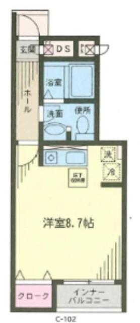 フォンターナ羽沢 C(1K/1階)の間取り写真