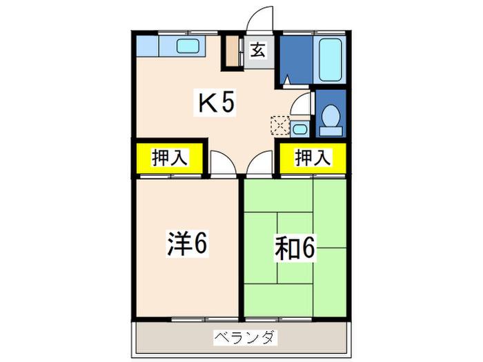 グリーンビレッジ峰(2K/2階)の間取り写真