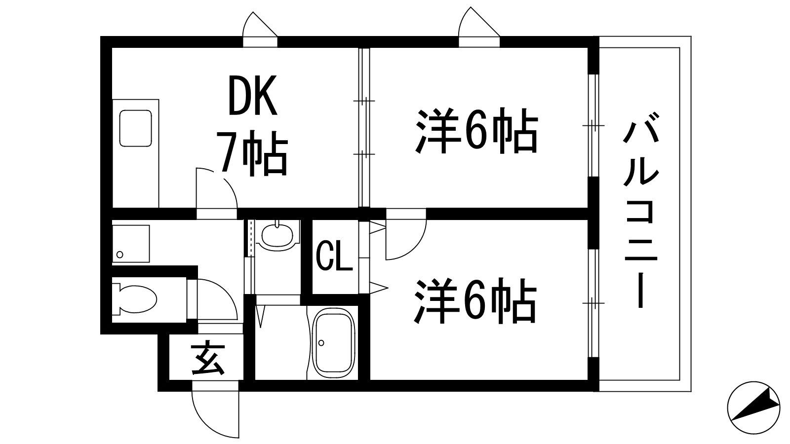 ヴィラ瑞ヶ丘(2DK/3階)の間取り写真
