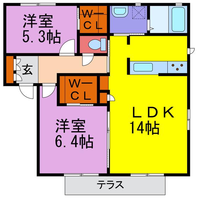 カルムリー溝口駅前(2LDK/1階)の間取り写真
