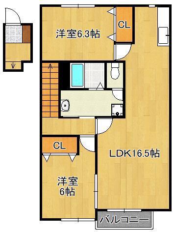 グランドステージI(2LDK/2階)の間取り写真