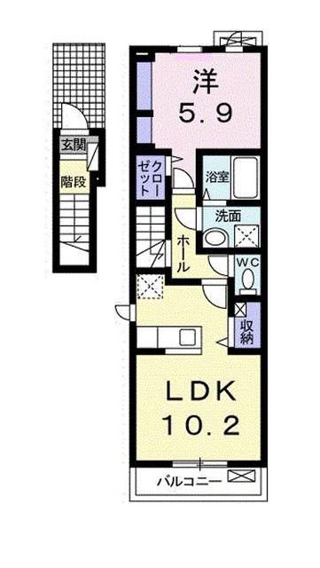 マンテーレ(1LDK/2階)の間取り写真