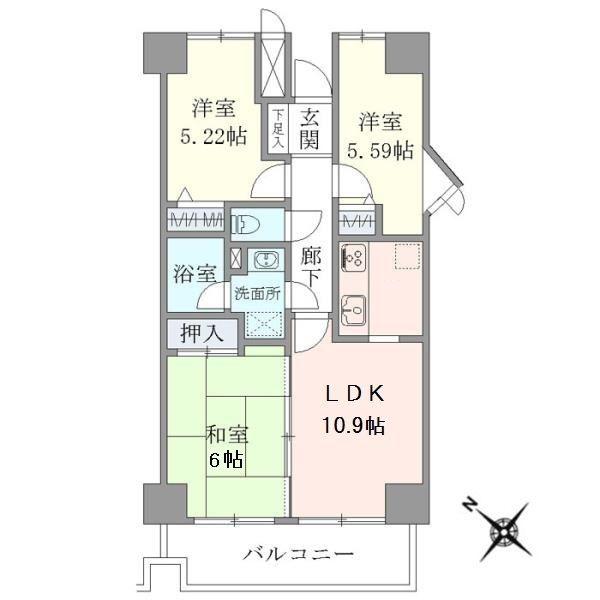 サンリヴァ隅田(3LDK/3階)の間取り写真