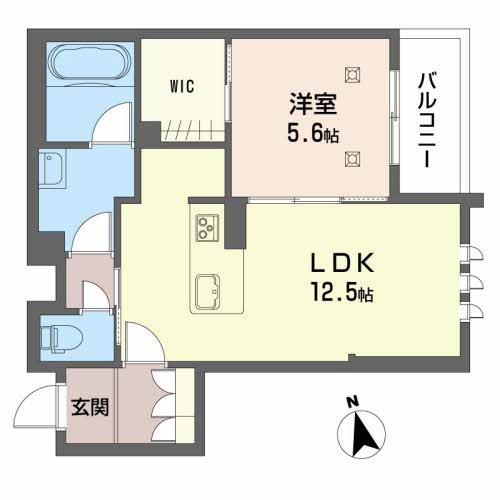 カーサ・グリナージュMJ A棟(1LDK/2階)の間取り写真