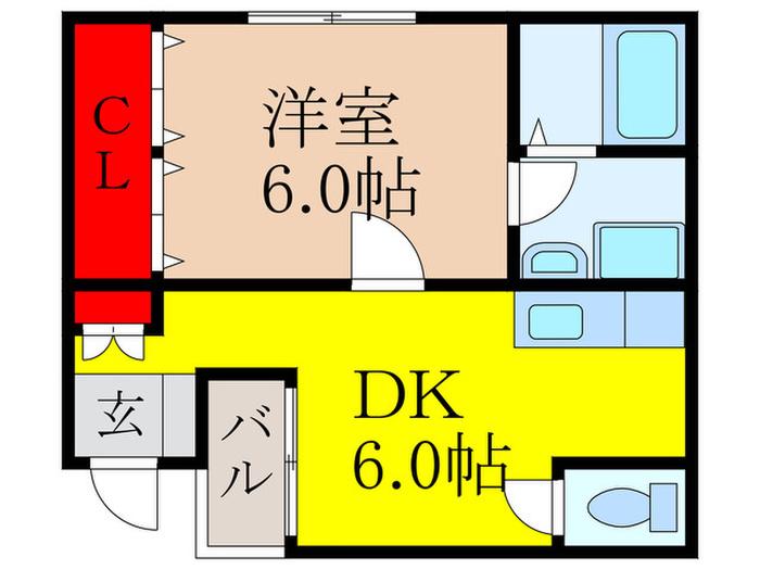 南ハイツ(1DK/1階)の間取り写真