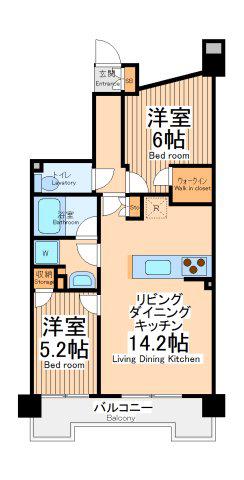 ライオンズ相模原ライズフォート(2LDK/2階)の間取り写真
