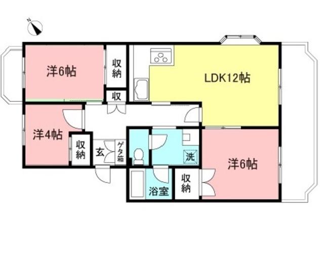 グランドール・サホダ(3LDK/2階)の間取り写真