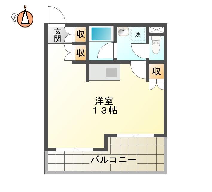 ソレイユ1番館(ワンルーム/4階)の間取り写真