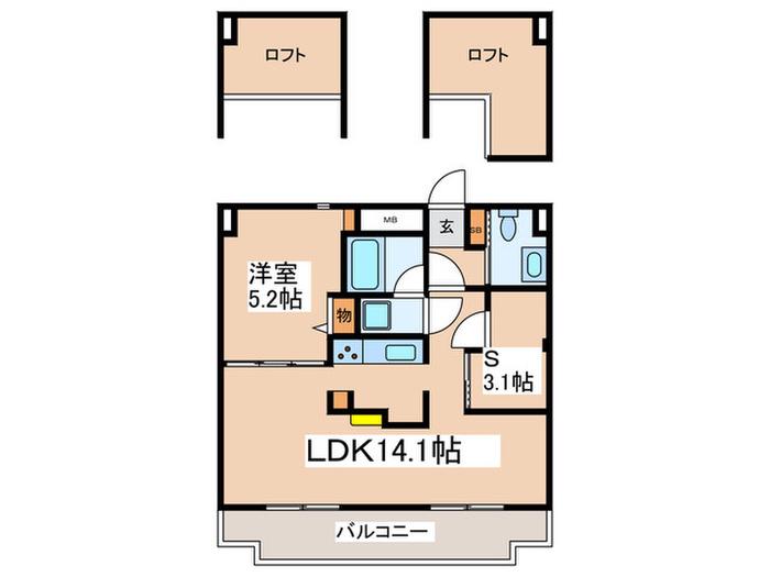 シェルコート(1SLDK/3階)の間取り写真