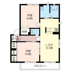  シャーメゾンガーデンズ B棟(2LDK/2階)の間取り写真