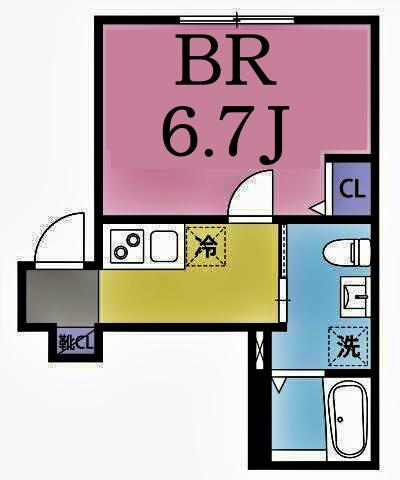 エフテラス井土ヶ谷(1K/2階)の間取り写真