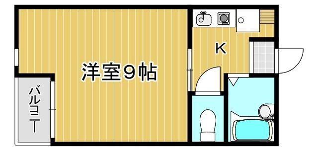 MOON下到津D棟(1K/1階)の間取り写真