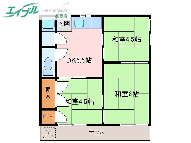 コーポきよみず(3DK/2階)の間取り写真
