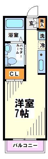 フラワーコート(1K/2階)の間取り写真
