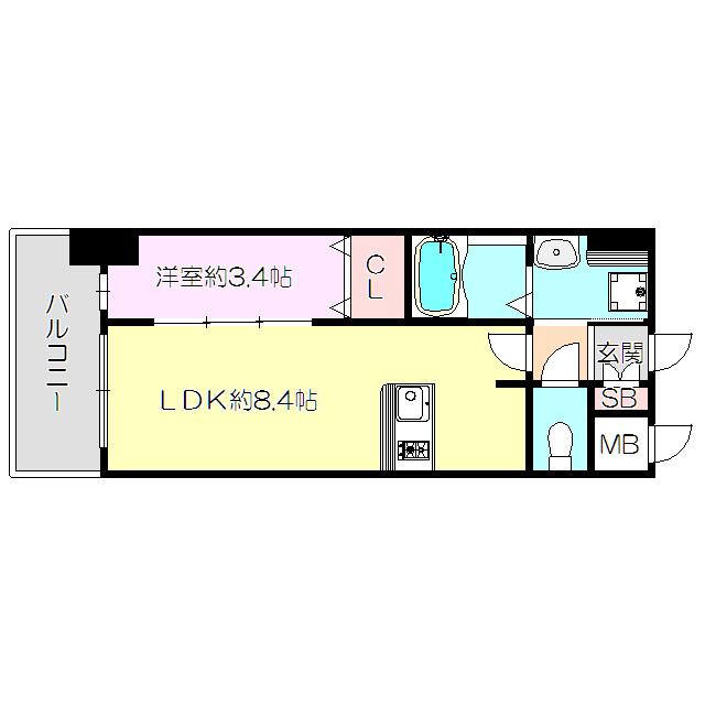 プレサンス新大阪ジェイズ(1LDK/12階)の間取り写真