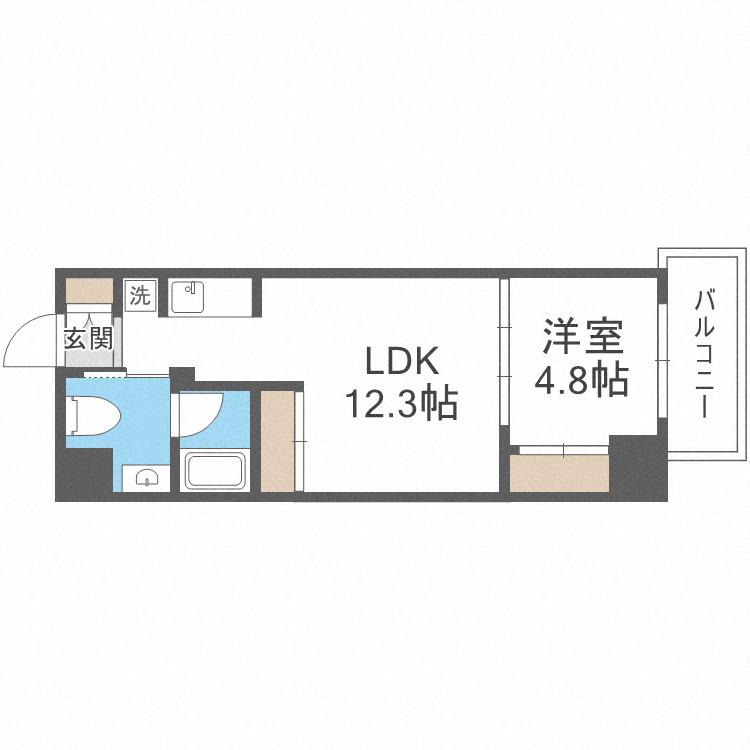 URESIDENCE TEMMABASHI(1LDK/9階)の間取り写真