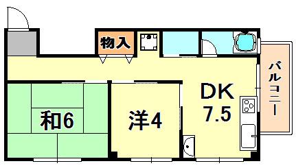 きゃぴたるまんしょん(2DK/3階)の間取り写真