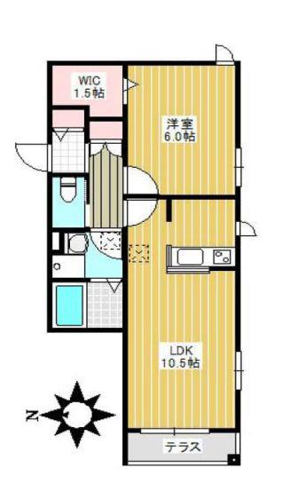 メゾン シェモワI(1LDK/1階)の間取り写真