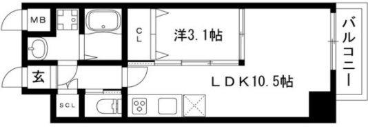 アンジュ栄(1LDK/5階)の間取り写真