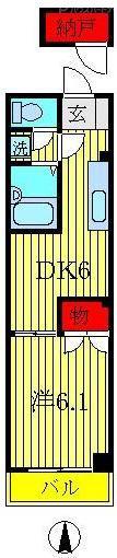 アークドエル(1DK/2階)の間取り写真