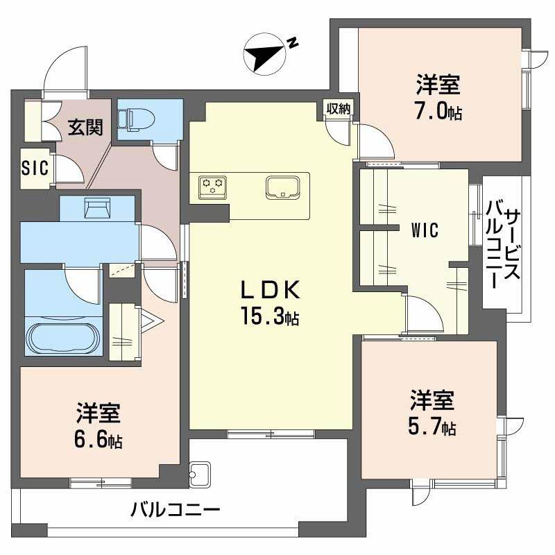 アルテーヌ浜寺元町(3LDK/2階)の間取り写真