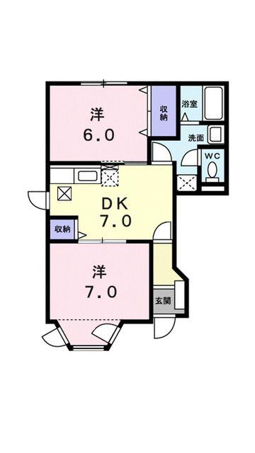 アビタシオンN(2DK/1階)の間取り写真