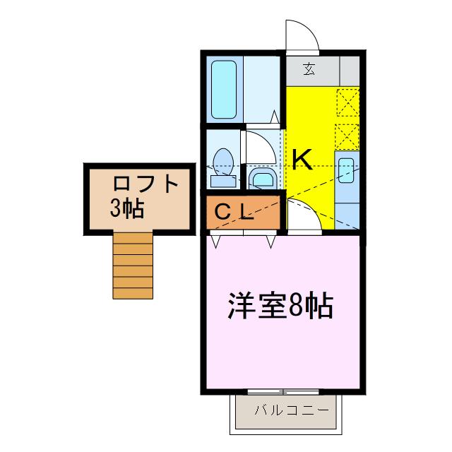 小森谷ハイツPART3(1K/2階)の間取り写真