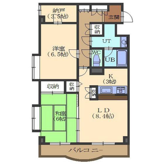 ケントパレス函館(2SLDK/2階)の間取り写真