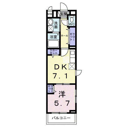 エトワールガーデン(1DK/2階)の間取り写真