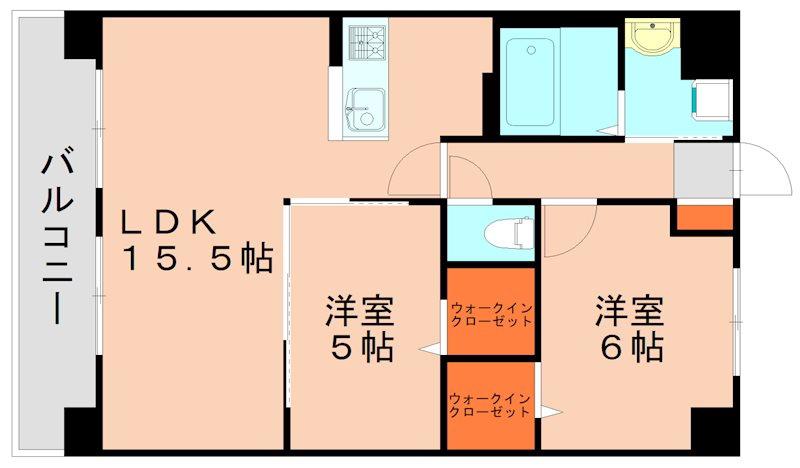 グローリア長者原(2LDK/1階)の間取り写真