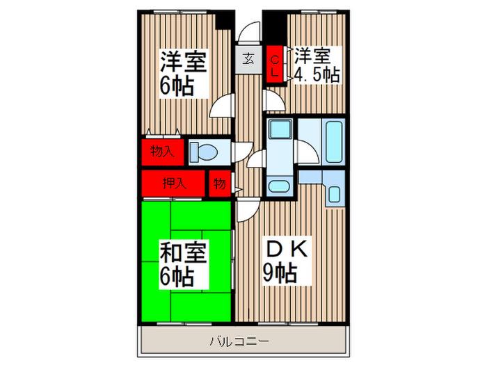 パークヒル大宮(3DK/2階)の間取り写真
