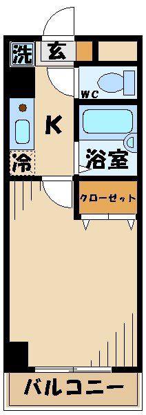 クレスト多摩センター(1K/5階)の間取り写真