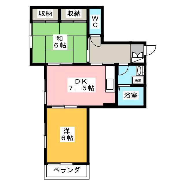 メゾン水輝(2DK/1階)の間取り写真