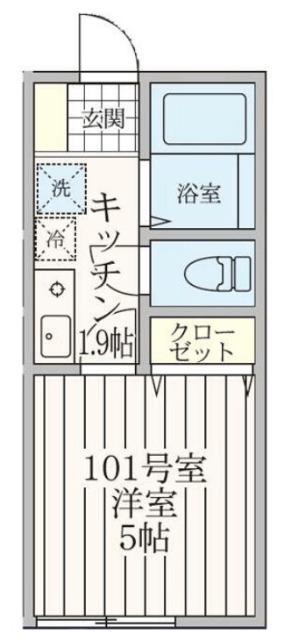 AMOZE横濱瀬谷(1K/1階)の間取り写真