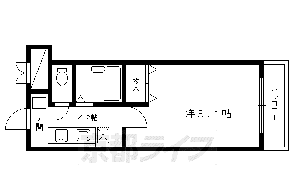プリュジュール北山(1K/3階)の間取り写真
