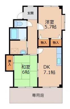 錦マンション(2DK/1階)の間取り写真