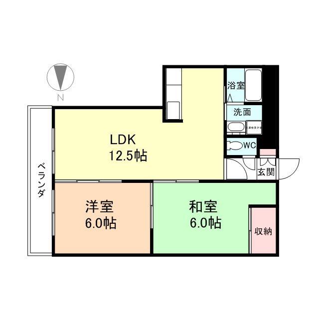 サンライト イン 砺波(2LDK/1階)の間取り写真